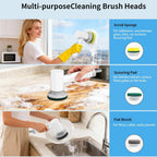🧽 Electric Spin Scrubber Cleaning Brush | Cordless Power Scrubber with 5 Replaceable Brush Heads for Bathroom, Kitchen & Home Cleaning
